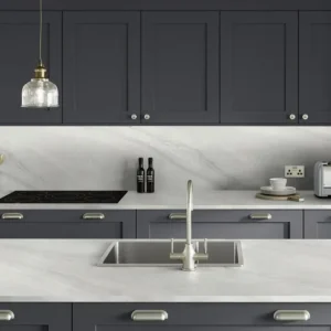 Alternative view of White Painted Marble Square Edge Worktop