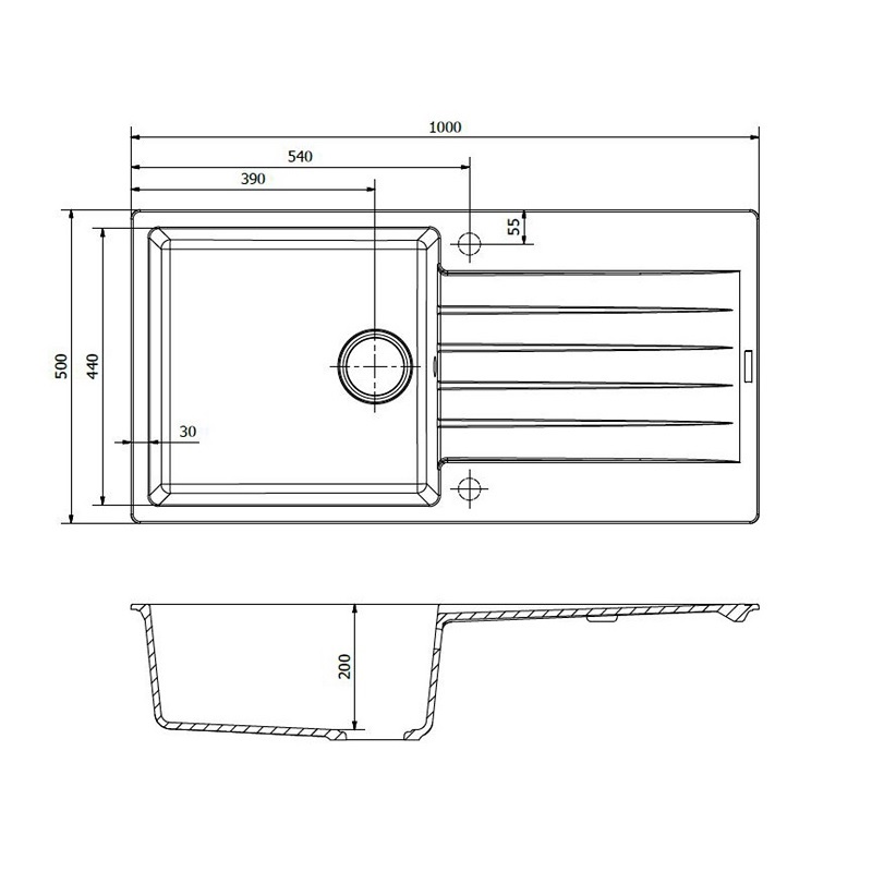 Harlem Grey Silvery Granite Inset 1.0 Bowl Sink - Image 2