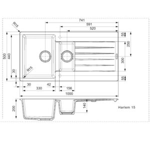 Alternative view of Harlem Grey Silvery Granite Inset 1.5 Bowl Sink