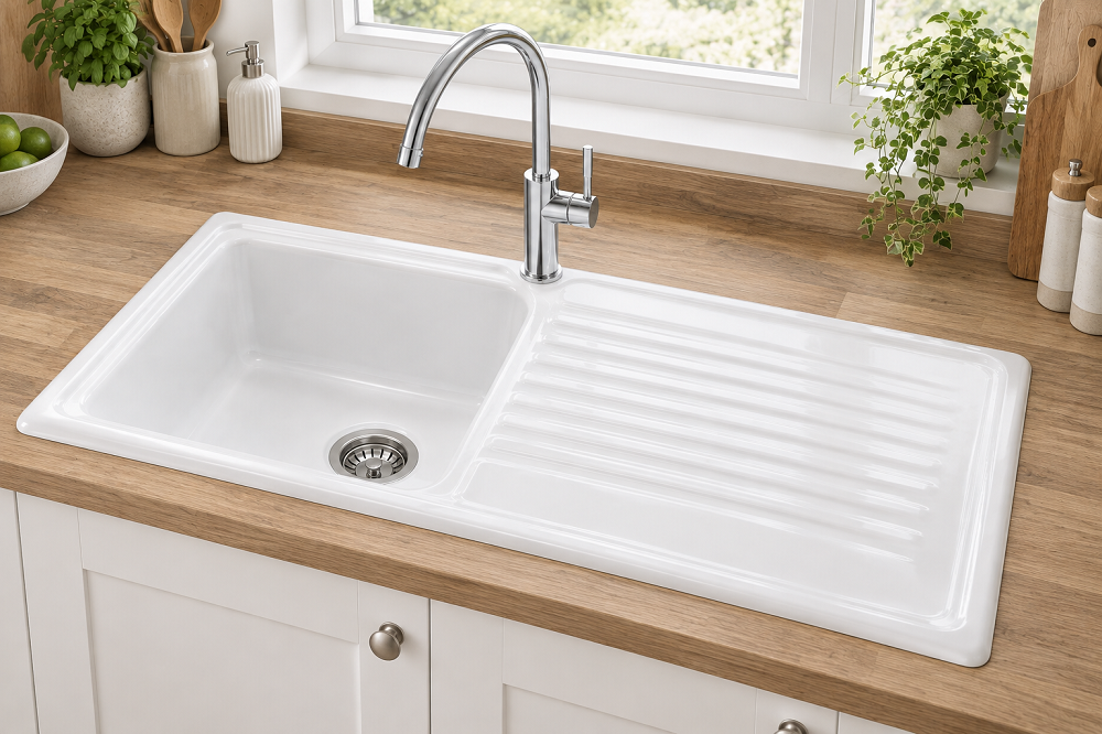 White Ceramic 1.0 Bowl Sink