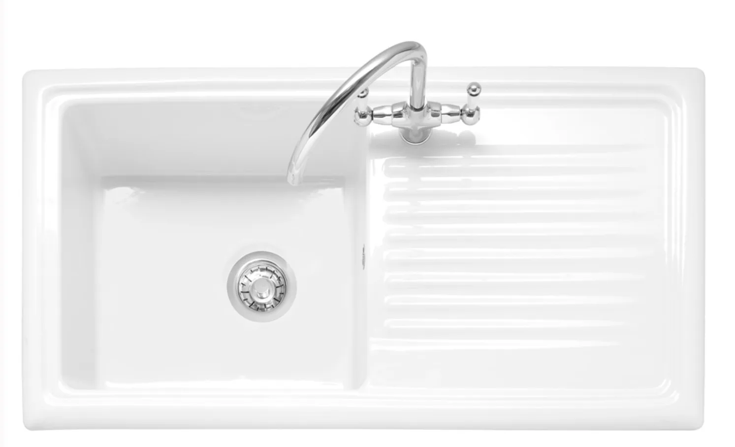 White Ceramic 1.0 Bowl Sink - Image 2