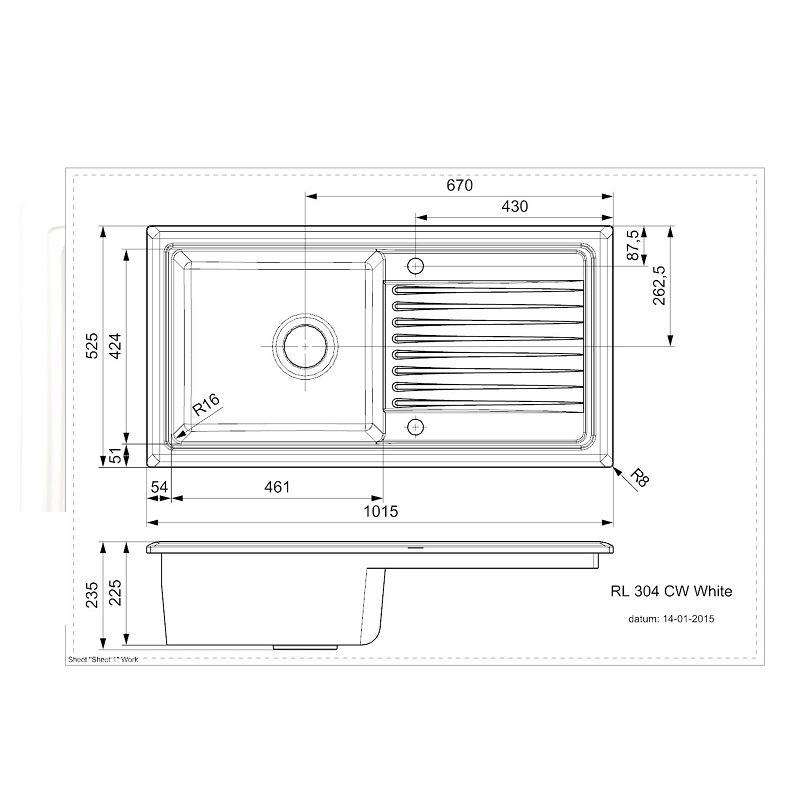 Reginox White Ceramic 1.0 Bowl Sink - Image 2