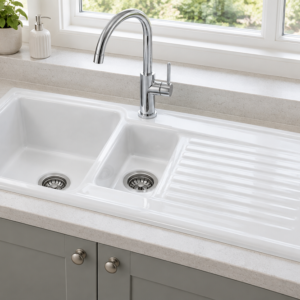 White Ceramic 1.5 Bowl Sink