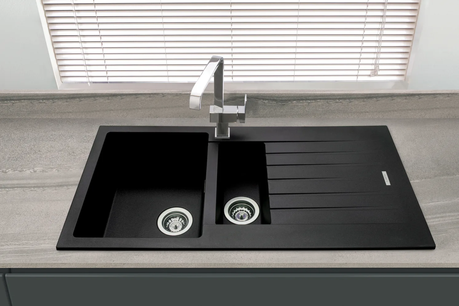 Midnight Black Granite 1.5 Bowl Sink - Image 2